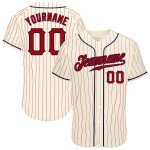 Red-Navy Cream Custom Baseball Jersey Authentic Pinstripe Red Red-Navy Cream Custom Baseball Jersey Authentic Pinstripe Red