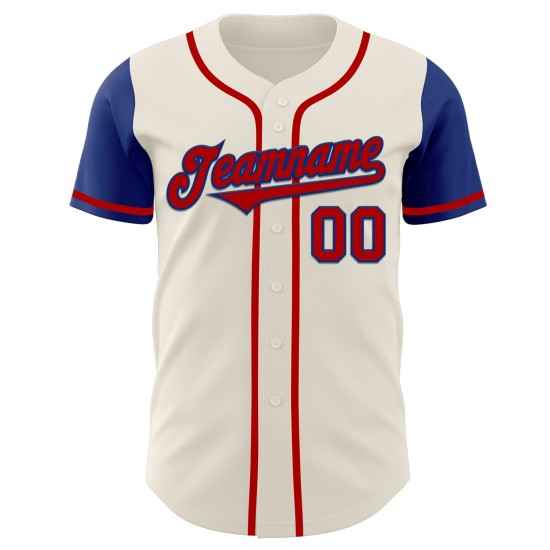 Jersey Cream Two Tone Authentic Custom Red-Royal Baseball Jersey Cream Two Tone Authentic Custom Red-Royal Baseball