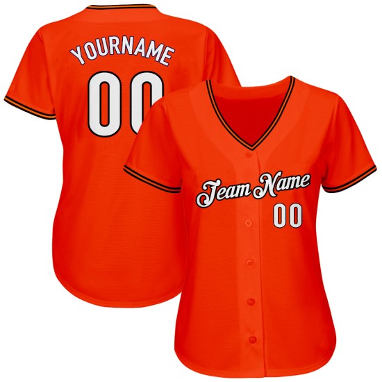 Authentic White-Black Orange Jersey Custom Baseball Authentic White-Black Orange Jersey Custom Baseball