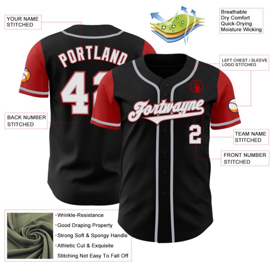 Tone White-Red Baseball Authentic Two Jersey Custom Black Tone White-Red Baseball Authentic Two Jersey Custom Black