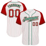 Baseball Custom Red White Sleeves Red-Kelly Authentic Jersey Pinstripe Raglan Green Baseball Custom Red White Sleeves Red-Kelly Authentic Jersey Pinstripe Raglan Green