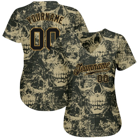 Halloween Skulls Pattern Jersey Authentic Baseball 3D Custom Halloween Skulls Pattern Jersey Authentic Baseball 3D Custom