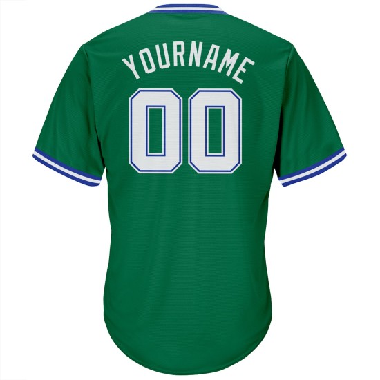 Green Custom Kelly Throwback Baseball White-Royal Shirt Jersey Rib-Knit Authentic Green Custom Kelly Throwback Baseball White-Royal Shirt Jersey Rib-Knit Authentic