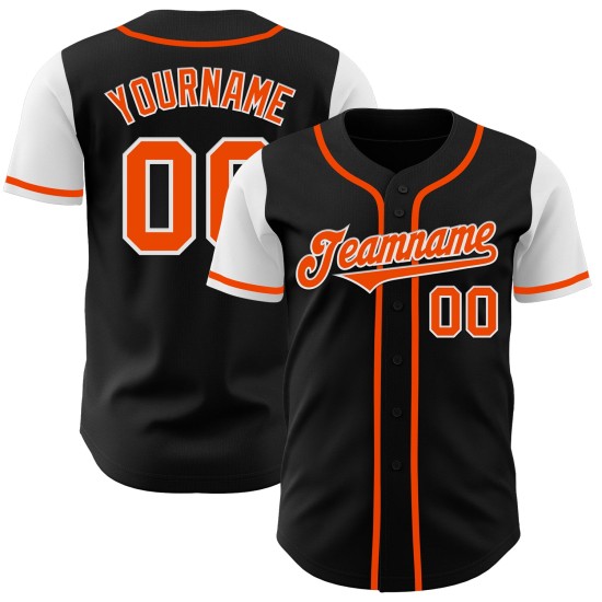 Baseball Orange-White Tone Authentic Custom Two Black Jersey Baseball Orange-White Tone Authentic Custom Two Black Jersey