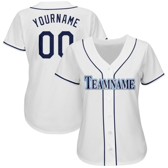 Navy-Powder Custom Jersey Blue Baseball White Navy-Powder Custom Jersey Blue Baseball White