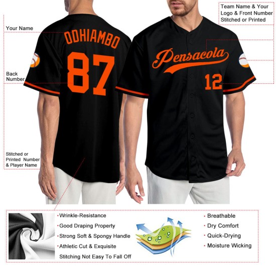 Baseball Black Orange Authentic Jersey Custom Baseball Black Orange Authentic Jersey Custom