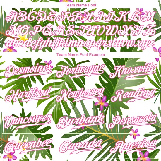 Tropical Baseball Palm Leaves White-Pink White Design Custom Authentic 3D Pattern Jersey Tropical Baseball Palm Leaves White-Pink White Design Custom Authentic 3D Pattern Jersey