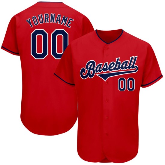 Authentic Baseball Navy-White Red Custom Jersey Authentic Baseball Navy-White Red Custom Jersey