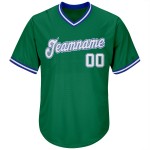 Green Custom Kelly Throwback Baseball White-Royal Shirt Jersey Rib-Knit Authentic Green Custom Kelly Throwback Baseball White-Royal Shirt Jersey Rib-Knit Authentic