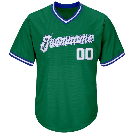 Green Custom Kelly Throwback Baseball White-Royal Shirt Jersey Rib-Knit Authentic Green Custom Kelly Throwback Baseball White-Royal Shirt Jersey Rib-Knit Authentic