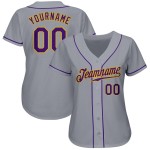 Gray Purple-Gold Custom Jersey Authentic Baseball Gray Purple-Gold Custom Jersey Authentic Baseball