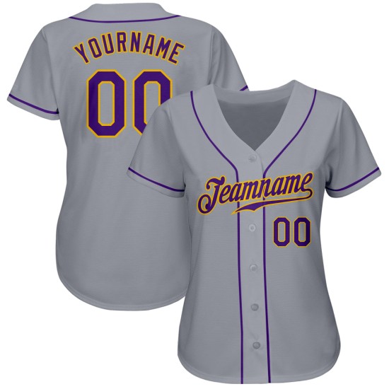 Gray Purple-Gold Custom Jersey Authentic Baseball Gray Purple-Gold Custom Jersey Authentic Baseball
