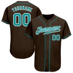 Jersey Brown Authentic Custom Baseball Teal-White Jersey Brown Authentic Custom Baseball Teal-White