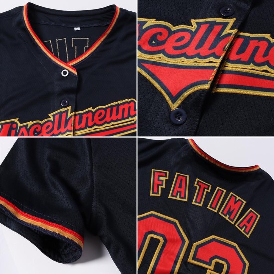 Red-Old Custom Navy Baseball Jersey Gold Red-Old Custom Navy Baseball Jersey Gold