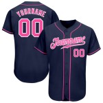 Pink-White Custom Authentic Jersey Navy Baseball Pink-White Custom Authentic Jersey Navy Baseball