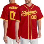 Red Gold-White Custom Baseball Authentic Jersey Red Gold-White Custom Baseball Authentic Jersey