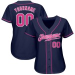 Pink-White Custom Authentic Jersey Navy Baseball Pink-White Custom Authentic Jersey Navy Baseball