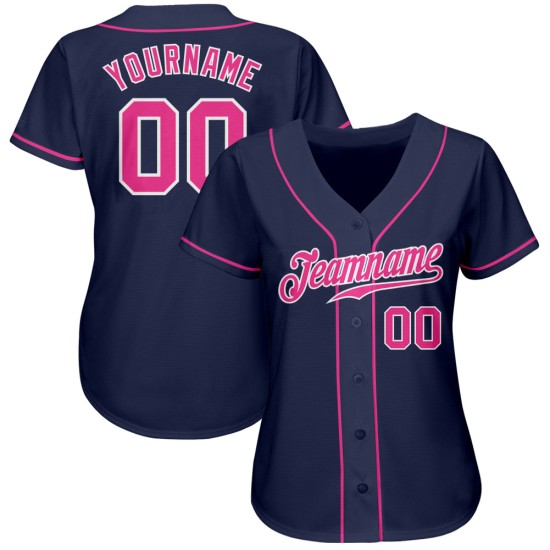 Pink-White Custom Authentic Jersey Navy Baseball Pink-White Custom Authentic Jersey Navy Baseball