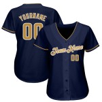 Baseball Authentic Custom Navy Jersey Old Gold-White Baseball Authentic Custom Navy Jersey Old Gold-White