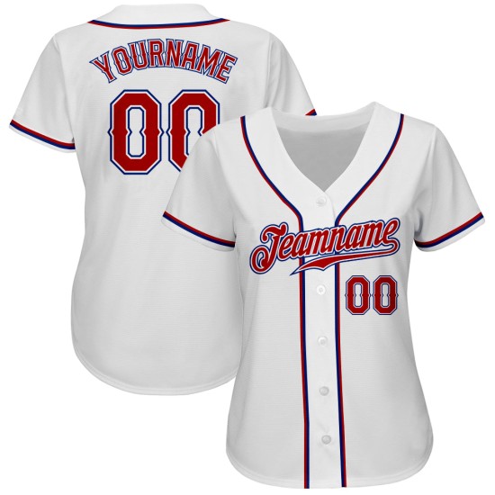 Custom White Baseball Authentic Jersey Red-Royal Custom White Baseball Authentic Jersey Red-Royal