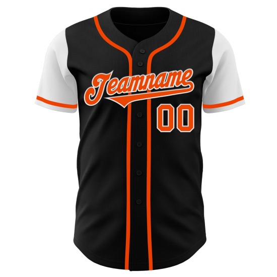 Baseball Orange-White Tone Authentic Custom Two Black Jersey Baseball Orange-White Tone Authentic Custom Two Black Jersey