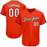 Authentic White-Black Orange Jersey Custom Baseball Authentic White-Black Orange Jersey Custom Baseball