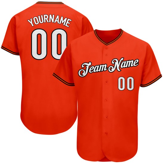 Authentic White-Black Orange Jersey Custom Baseball Authentic White-Black Orange Jersey Custom Baseball