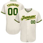 Cream Authentic Baseball Jersey Custom Green-Gold Cream Authentic Baseball Jersey Custom Green-Gold