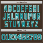 Jersey Brown Authentic Custom Baseball Teal-White Jersey Brown Authentic Custom Baseball Teal-White