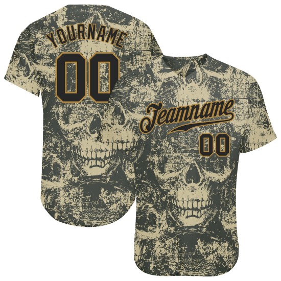 Halloween Skulls Pattern Jersey Authentic Baseball 3D Custom Halloween Skulls Pattern Jersey Authentic Baseball 3D Custom