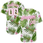 Tropical Baseball Palm Leaves White-Pink White Design Custom Authentic 3D Pattern Jersey Tropical Baseball Palm Leaves White-Pink White Design Custom Authentic 3D Pattern Jersey