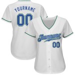 Authentic Custom Green Baseball Jersey White Blue-Kelly Authentic Custom Green Baseball Jersey White Blue-Kelly