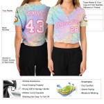 White Leopard Pink Jersey 3D Cropped Baseball Women's V-Neck Custom White Leopard Pink Jersey 3D Cropped Baseball Women's V-Neck Custom