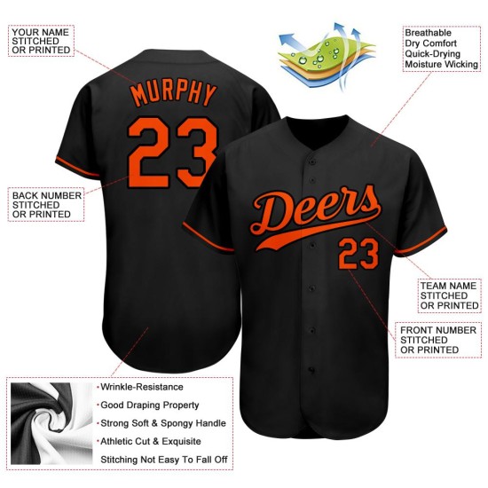 Baseball Black Orange Jersey Authentic Custom Baseball Black Orange Jersey Authentic Custom