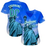 Liberty Kelly Green-White 3D Pattern Royal Of Custom Authentic Jersey Design Baseball Statue Liberty Kelly Green-White 3D Pattern Royal Of Custom Authentic Jersey Design Baseball Statue