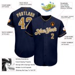 Baseball Authentic Custom Navy Jersey Old Gold-White Baseball Authentic Custom Navy Jersey Old Gold-White