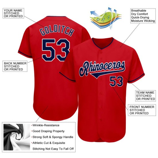 Authentic Baseball Navy-White Red Custom Jersey Authentic Baseball Navy-White Red Custom Jersey