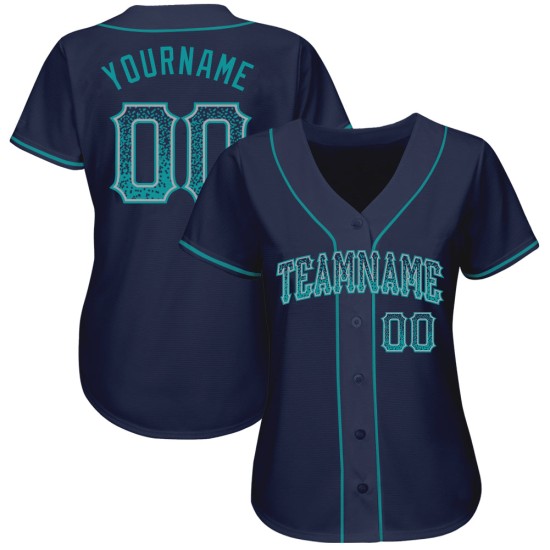 Baseball Custom Authentic Teal-Gray Drift Fashion Navy Jersey Baseball Custom Authentic Teal-Gray Drift Fashion Navy Jersey