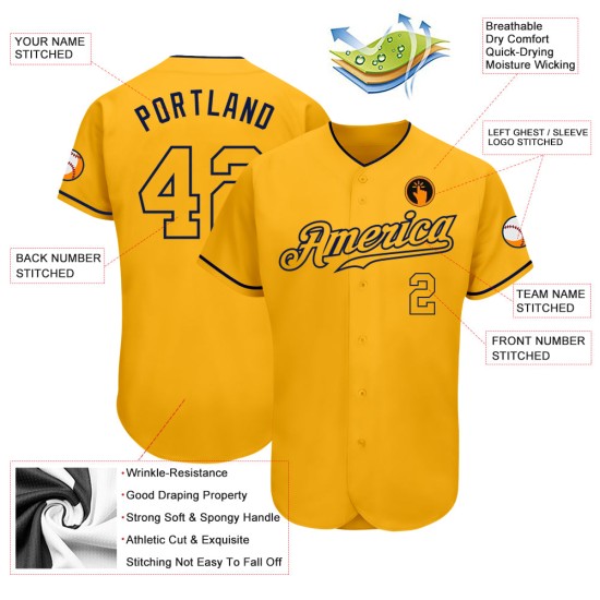 Baseball Custom Gold-Navy Jersey Gold Authentic Baseball Custom Gold-Navy Jersey Gold Authentic