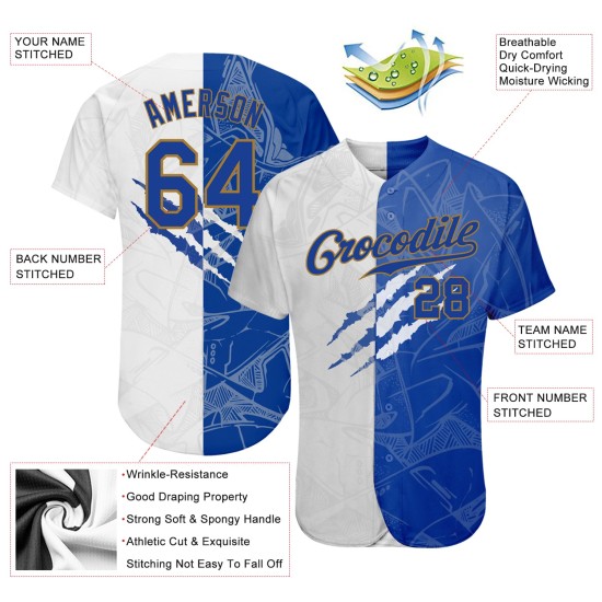Graffiti Pattern 3D Jersey Authentic Custom Royal-Old Baseball Gold Graffiti Pattern 3D Jersey Authentic Custom Royal-Old Baseball Gold
