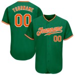 Orange-White Jersey Baseball Green Custom Authentic Kelly Orange-White Jersey Baseball Green Custom Authentic Kelly