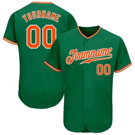 Orange-White Jersey Baseball Green Custom Authentic Kelly Orange-White Jersey Baseball Green Custom Authentic Kelly