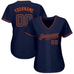 Navy-Orange Navy Baseball Authentic Custom Jersey Navy-Orange Navy Baseball Authentic Custom Jersey