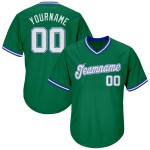 Green Custom Kelly Throwback Baseball White-Royal Shirt Jersey Rib-Knit Authentic Green Custom Kelly Throwback Baseball White-Royal Shirt Jersey Rib-Knit Authentic