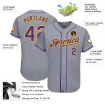 Gray Purple-Gold Custom Jersey Authentic Baseball Gray Purple-Gold Custom Jersey Authentic Baseball