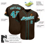 Jersey Brown Authentic Custom Baseball Teal-White Jersey Brown Authentic Custom Baseball Teal-White