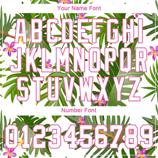 Tropical Baseball Palm Leaves White-Pink White Design Custom Authentic 3D Pattern Jersey Tropical Baseball Palm Leaves White-Pink White Design Custom Authentic 3D Pattern Jersey