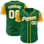 Kelly Tone Custom Jersey Green White-Gold Authentic Two Baseball Kelly Tone Custom Jersey Green White-Gold Authentic Two Baseball