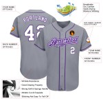 Baseball Jersey Authentic Gray White-Purple Custom Baseball Jersey Authentic Gray White-Purple Custom