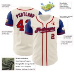 Jersey Cream Two Tone Authentic Custom Red-Royal Baseball Jersey Cream Two Tone Authentic Custom Red-Royal Baseball